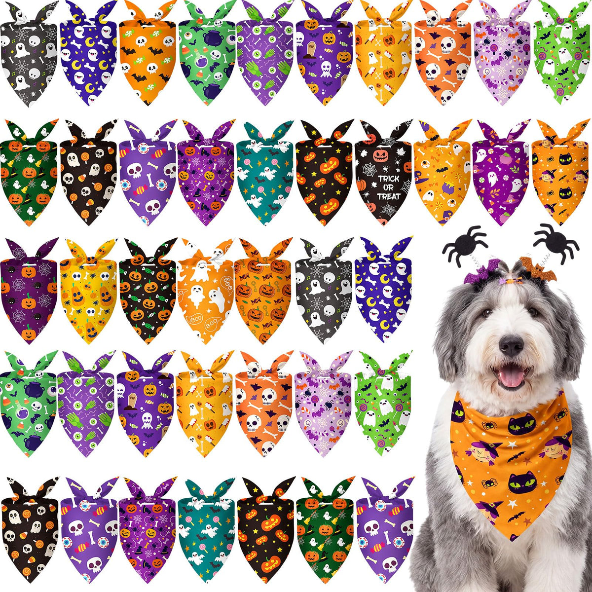 50 Pcs Fall Plaid Dog Bandanas Bulk Autumn Gingham Check Pattern