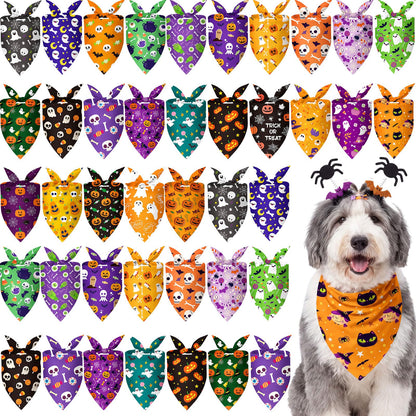 50 Pcs Fall Plaid Dog Bandanas Bulk Autumn Gingham Check Pattern
