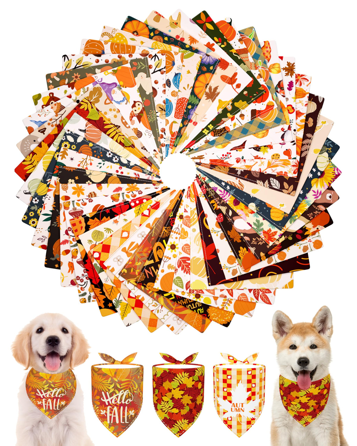 PET SHOW 50 Pack Boy Dog Bandanas Bulk for Medium Dogs