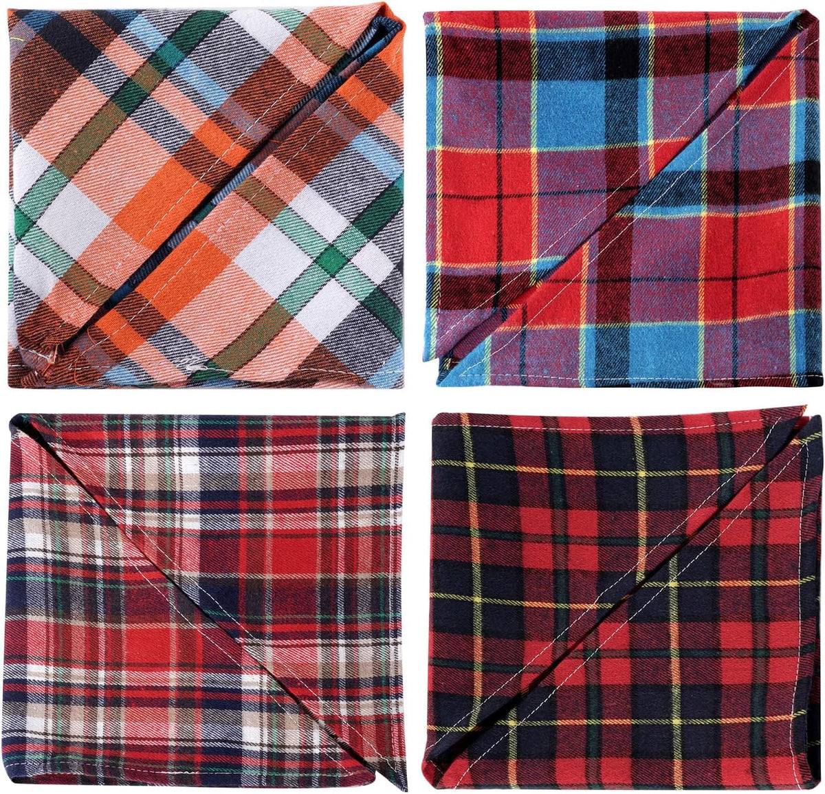 15pcs Dog Bandanas, Dog Scarf Kerchief Bibs Washable Girl Boy Dogs Bandanas Set Cotton Checkered Pet Bandana Outdoor Fall Accessories for Small Dogs Cat Pet