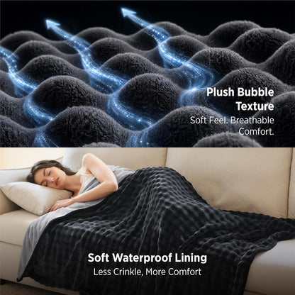 Bedsure Soft Bubble Waterproof Blanket for Couch Black/Grey 50"x60"