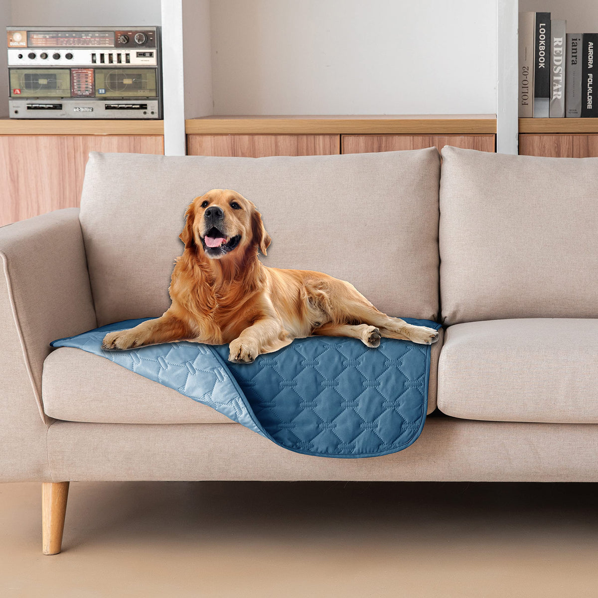 gogobunny Waterproof Pet Blanket for Bed, Washable Couch Cover for Dog Cat
