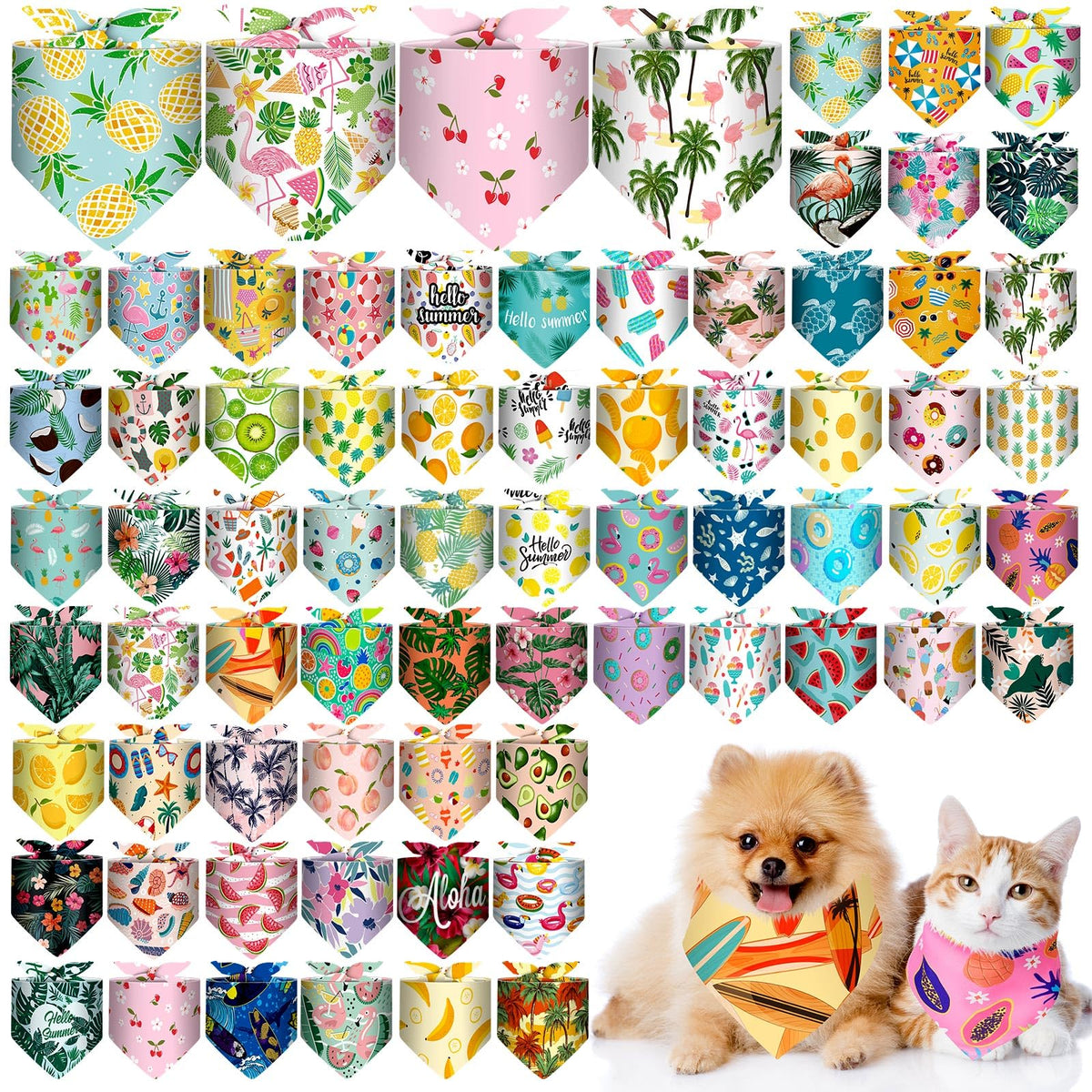 Reginary 72 Packs 4th of July Dog Bandanas Bulk America Flag Patriotic Pet Bandanas Triangle Scarf Bibs Adjustable Dogs Bandana for Pet Independence Day(Geometric Stripes Pattern)