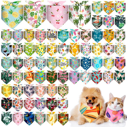Reginary 72 Packs 4th of July Dog Bandanas Bulk America Flag Patriotic Pet Bandanas Triangle Scarf Bibs Adjustable Dogs Bandana for Pet Independence Day(Geometric Stripes Pattern)