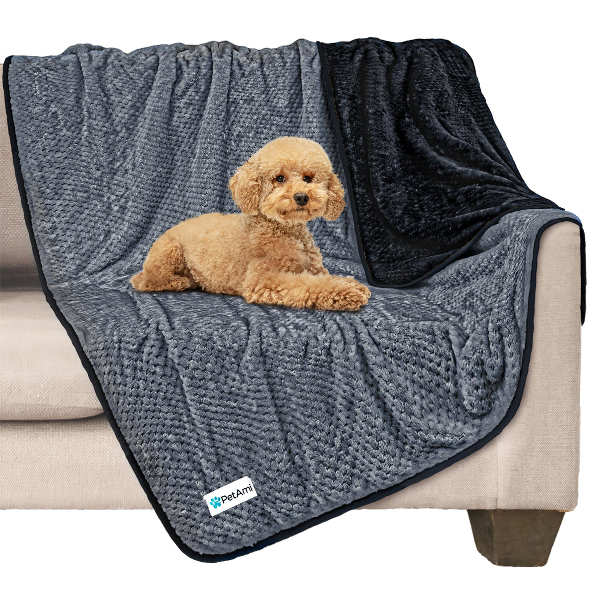 PetAmi Waterproof Dog Blanket, Leakproof Pet Throw, Twin 60x80 Taupe Beige