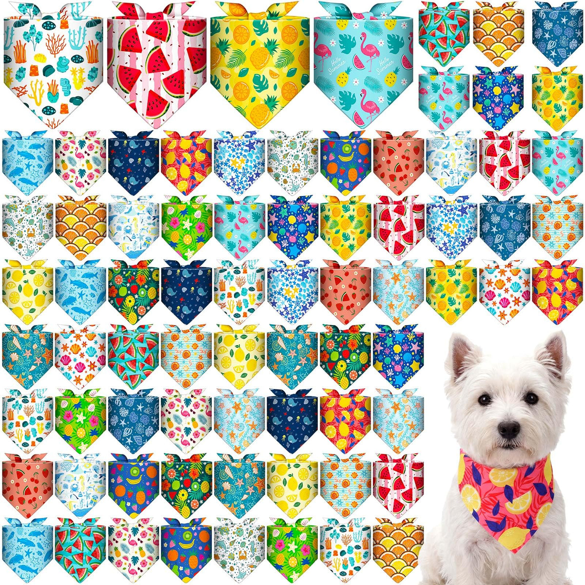 72 Pack Fall Dog Bandanas Bulk Autumn Triangle Pet Scarfs