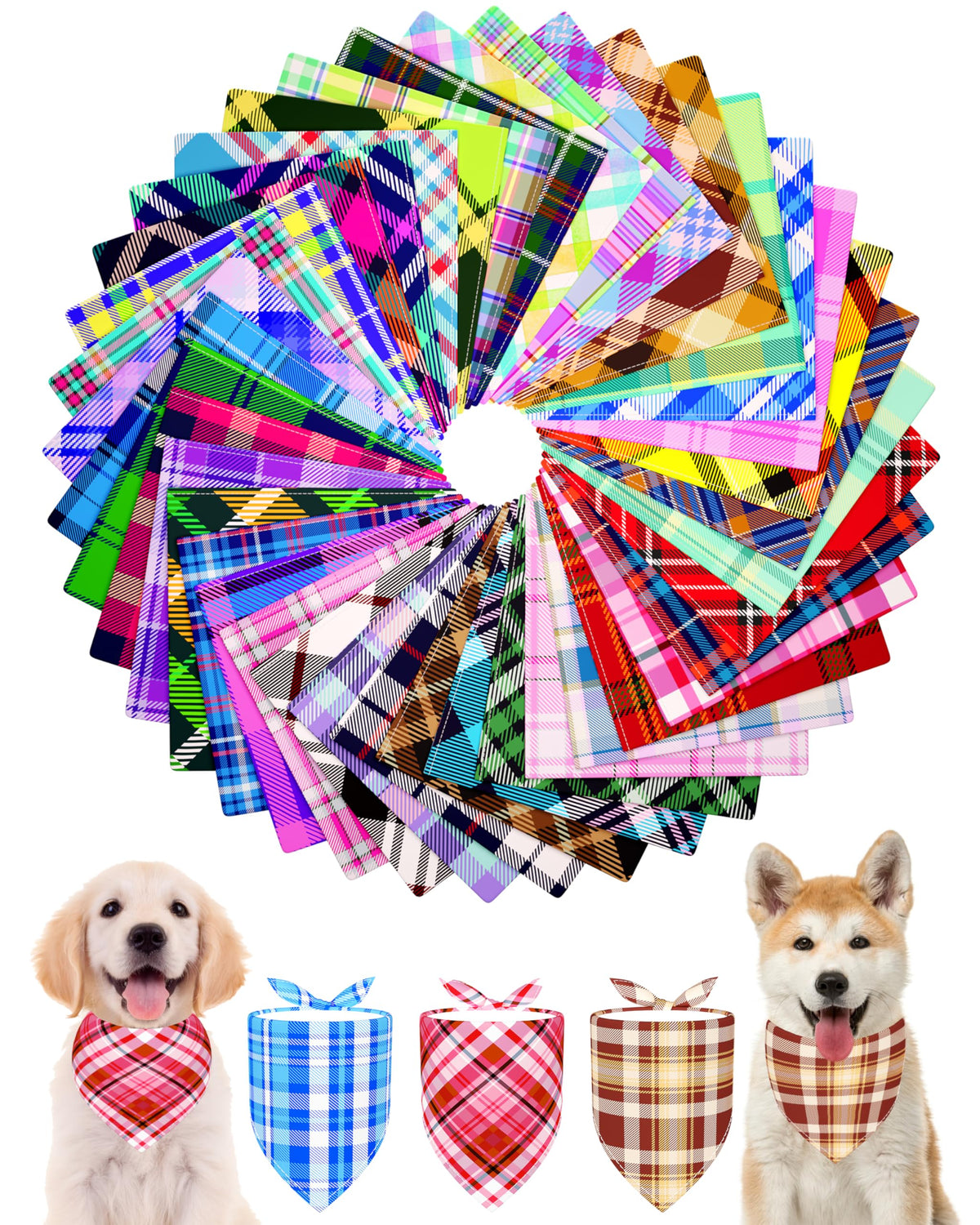 PET SHOW 50 Pack Boy Dog Bandanas Bulk for Medium Dogs