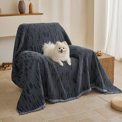 MYSKY HOME Couch Cover for Dogs, Washable Couch Covers, Non Slip Sofa Cover, Couch Cover 2 Cushion Sofa Dogs Furniture Protector with Tassels, Chenille Sofa Slipcover for Pets, 71"x118", Dark Grey