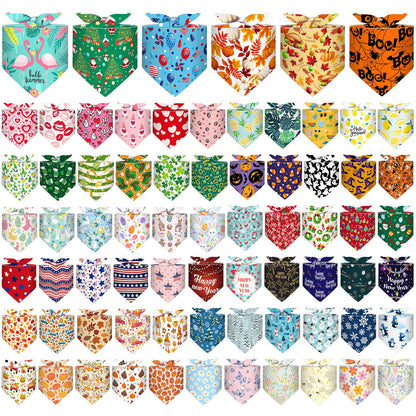 Reginary 72 Packs 4th of July Dog Bandanas Bulk America Flag Patriotic Pet Bandanas Triangle Scarf Bibs Adjustable Dogs Bandana for Pet Independence Day(Geometric Stripes Pattern)