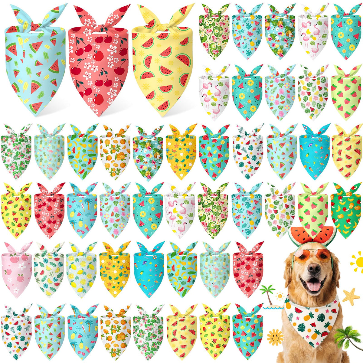 Abbylike 50 Pcs Halloween Dog Bandanas Bulk, Pumpkin Ghost Bat Skull