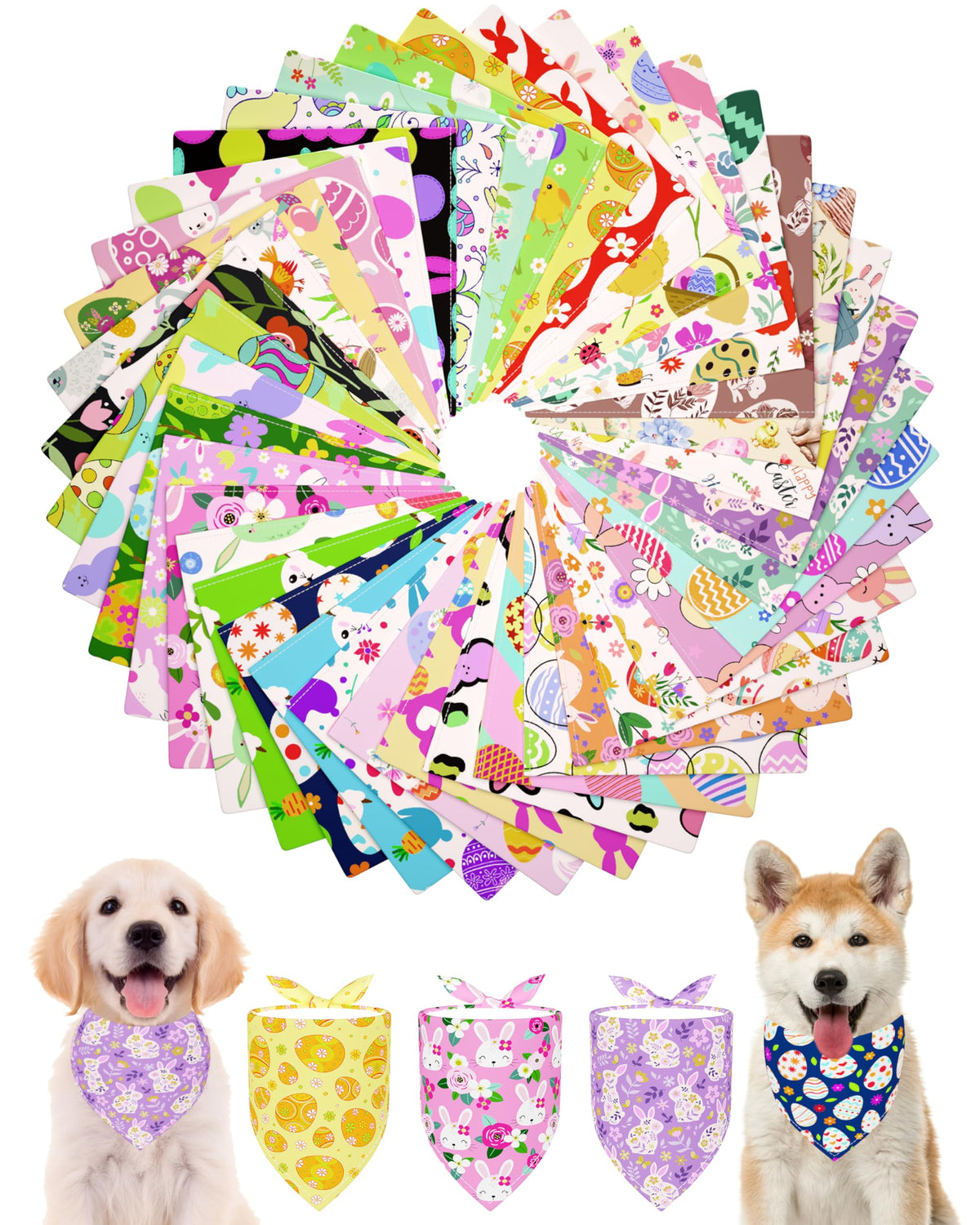 PET SHOW 50 Pack Boy Dog Bandanas Bulk for Medium Dogs