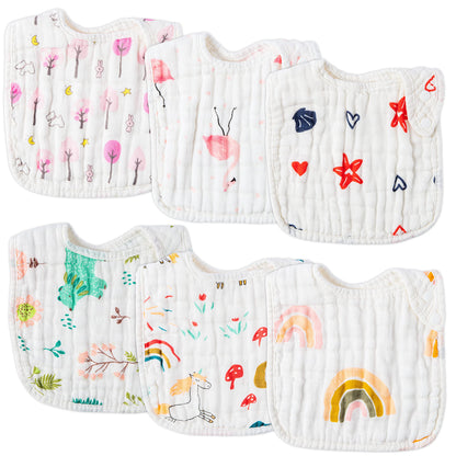 Zainpe 6Pcs Snap Muslin Cotton Baby Bibs