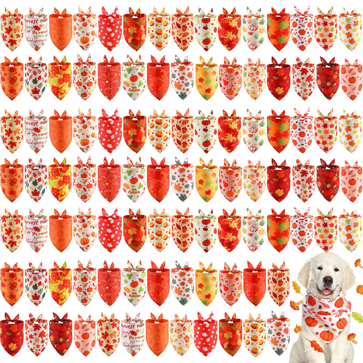 Chunful 120 Pcs Halloween Dog Bandanas Bulk for Charm Grooming Medium Pet