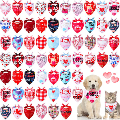 Sanwuta 60 Pcs Christmas Dog Bandanas Bulk Xmas Pet Bib Scarf, Santa Medium