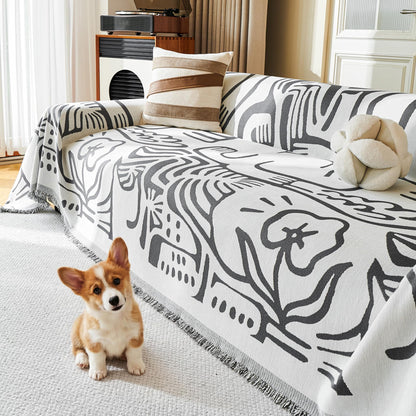 MYSKY HOME Couch Cover for Dogs, Washable Couch Covers, Non Slip Sofa Cover, Couch Cover 2 Cushion Sofa Dogs Furniture Protector with Tassels, Chenille Sofa Slipcover for Pets, 71"x118", Dark Grey