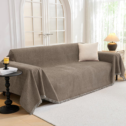 MYSKY HOME Couch Cover for Dogs, Washable Couch Covers, Non Slip Sofa Cover, Couch Cover 2 Cushion Sofa Dogs Furniture Protector with Tassels, Chenille Sofa Slipcover for Pets, 71"x118", Dark Grey
