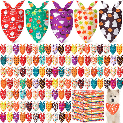 Chunful 120 Pcs Halloween Dog Bandanas Bulk for Charm Grooming Medium Pet