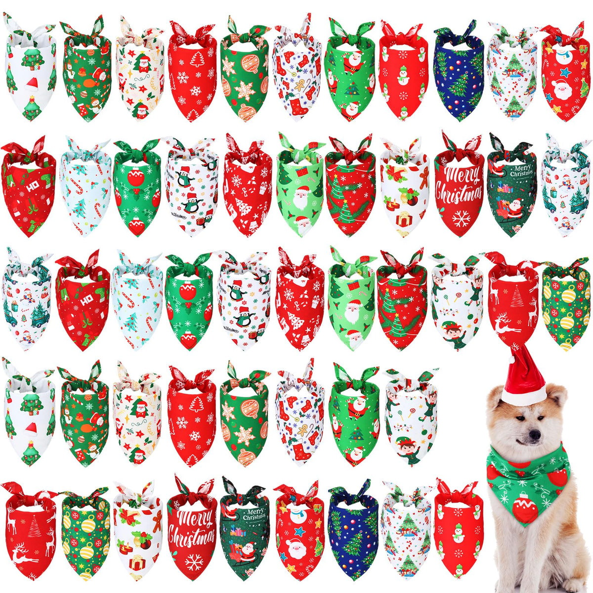 Abbylike 50 Pcs Halloween Dog Bandanas Bulk, Pumpkin Ghost Bat Skull