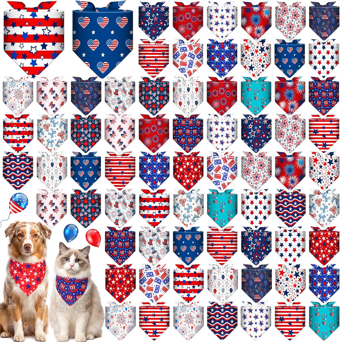 72 Pack Fall Dog Bandanas Bulk Autumn Triangle Pet Scarfs
