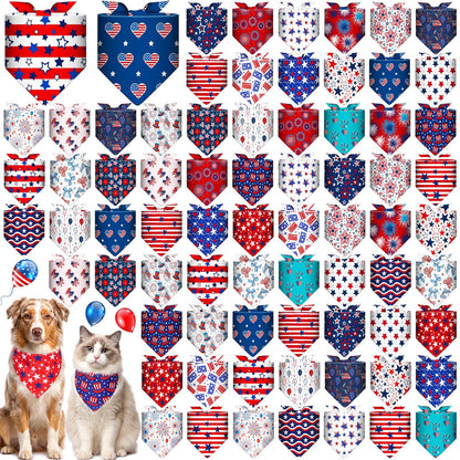 72 Pack Fall Dog Bandanas Bulk Autumn Triangle Pet Scarfs