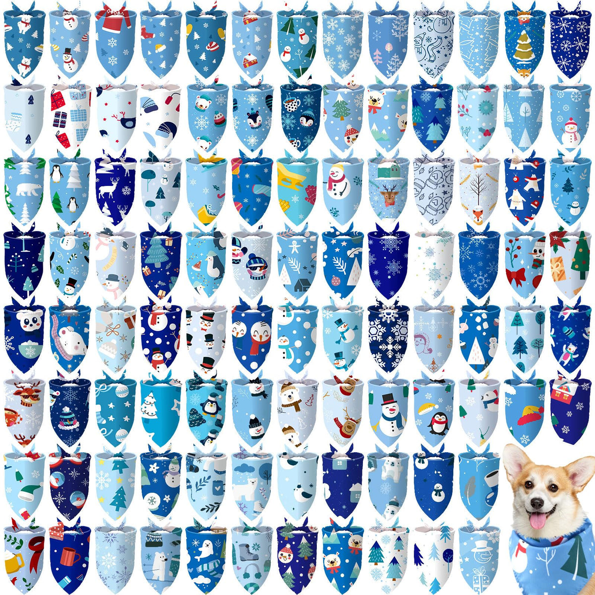 Huhumy 100 Pcs Paw Dog Bandanas Bulk Pet Paw Grooming Bandanas for Dogs