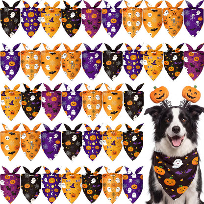 Weewooday 50 Pcs Fall Dog Bandanas Bulk for Autumn Pet Soft Bibs Adjustable Squirrel Fox Hedgehog Kerchief Bandana for Small Medium Large Grooming Accessories (Fall Animals, 25.6 x 17.7 x 17.7 Inch)