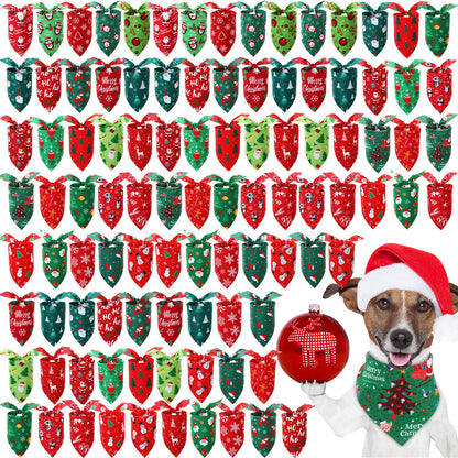 Preboun 100 Pcs Fall Dog Bandanas Bulk, Autumn Pumpkin Maple Leaves Pattern
