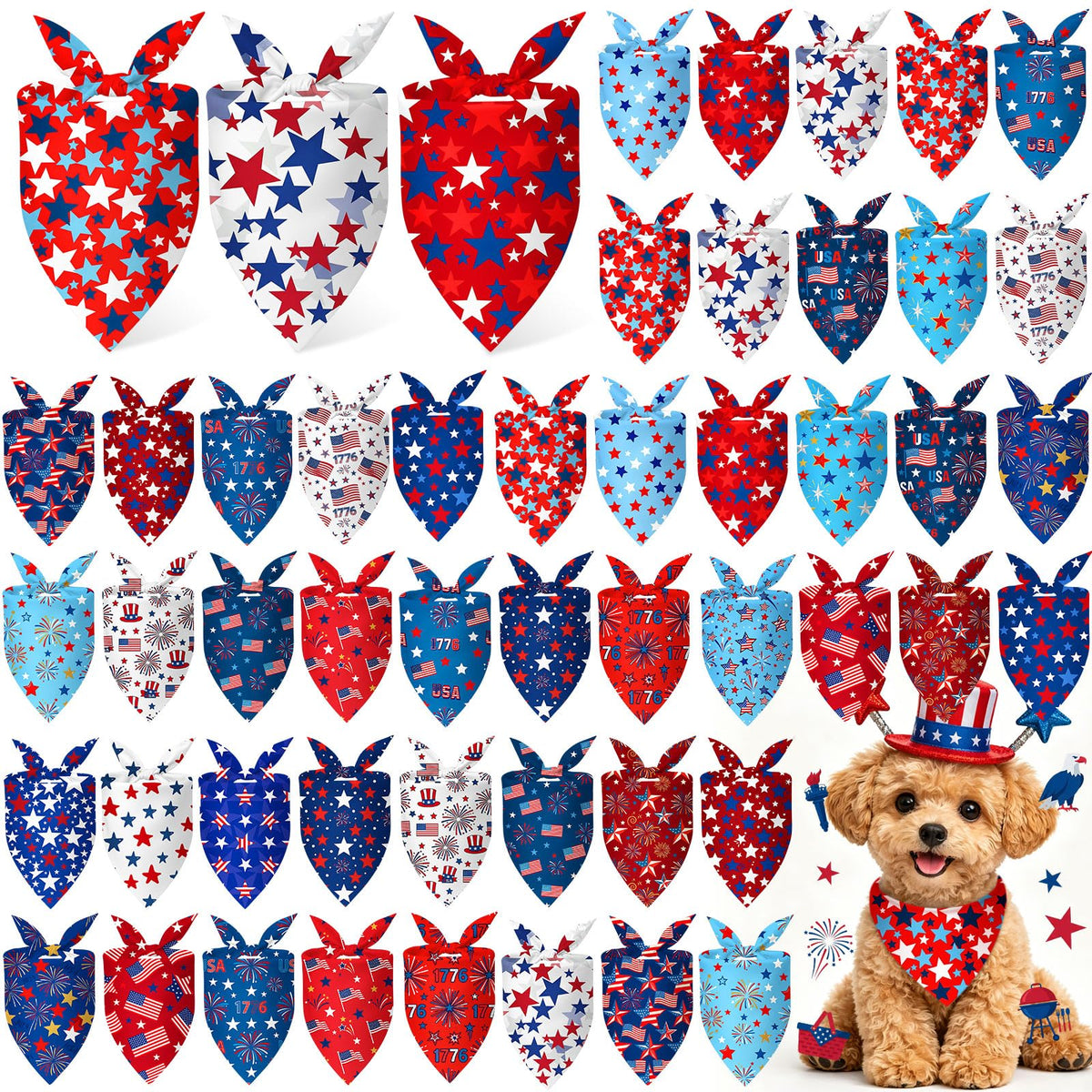 Abbylike 50 Pcs Halloween Dog Bandanas Bulk, Pumpkin Ghost Bat Skull