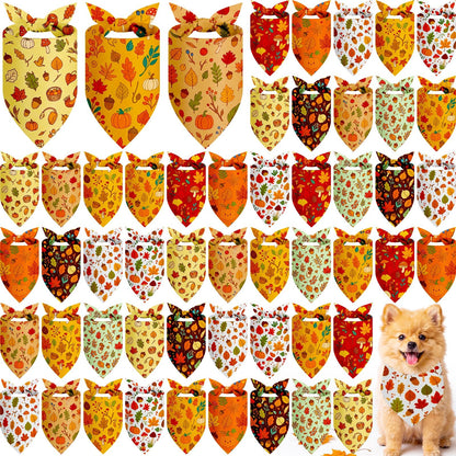 Weewooday 50 Pcs Fall Dog Bandanas Bulk for Autumn Pet Soft Bibs Adjustable Squirrel Fox Hedgehog Kerchief Bandana for Small Medium Large Grooming Accessories (Fall Animals, 25.6 x 17.7 x 17.7 Inch)