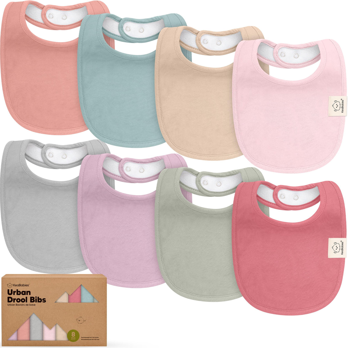 KeaBabies 8-Pack Organic Baby Bibs for Drooling and Teething (Pets & Paws)