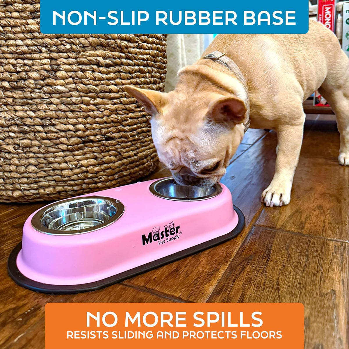 Master Pet Supply Double Dog Bowls Set with Elevated Base Black Velvet