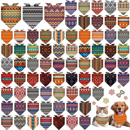 Reginary 72 Packs 4th of July Dog Bandanas Bulk America Flag Patriotic Pet Bandanas Triangle Scarf Bibs Adjustable Dogs Bandana for Pet Independence Day(Geometric Stripes Pattern)