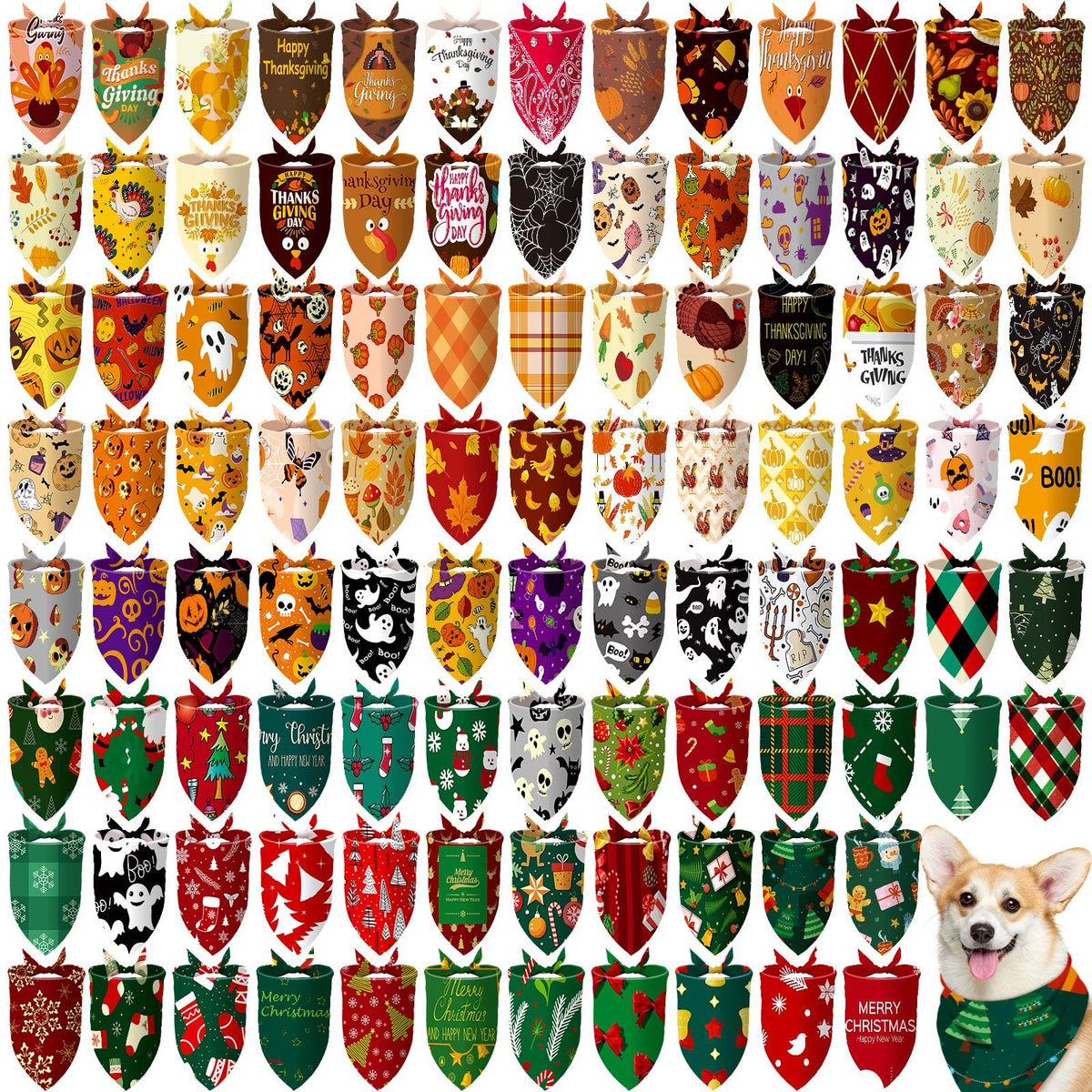 Huhumy 100 Pcs Paw Dog Bandanas Bulk Pet Paw Grooming Bandanas for Dogs