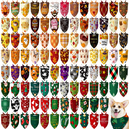 Huhumy 100 Pcs Paw Dog Bandanas Bulk Pet Paw Grooming Bandanas for Dogs
