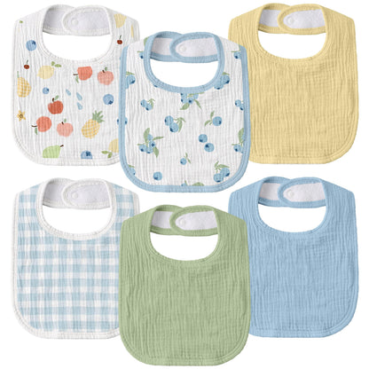 Muslin Bibs for Baby Girl, Adjustable Fit for Drooling and Teething Toddler