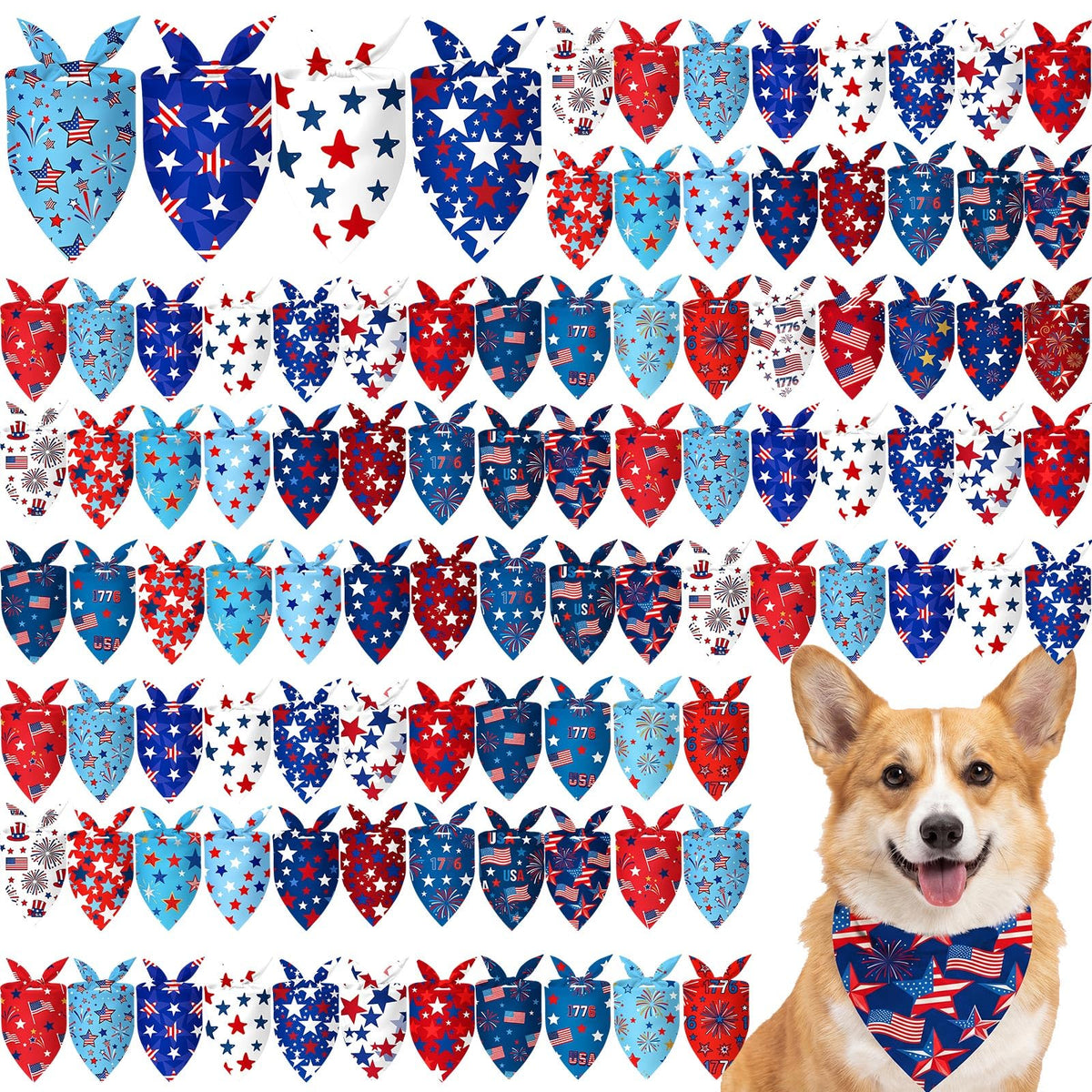 Abbylike 100 Pcs Summer Hawaiian Dog Bandanas Bulk, Tropical Fruits