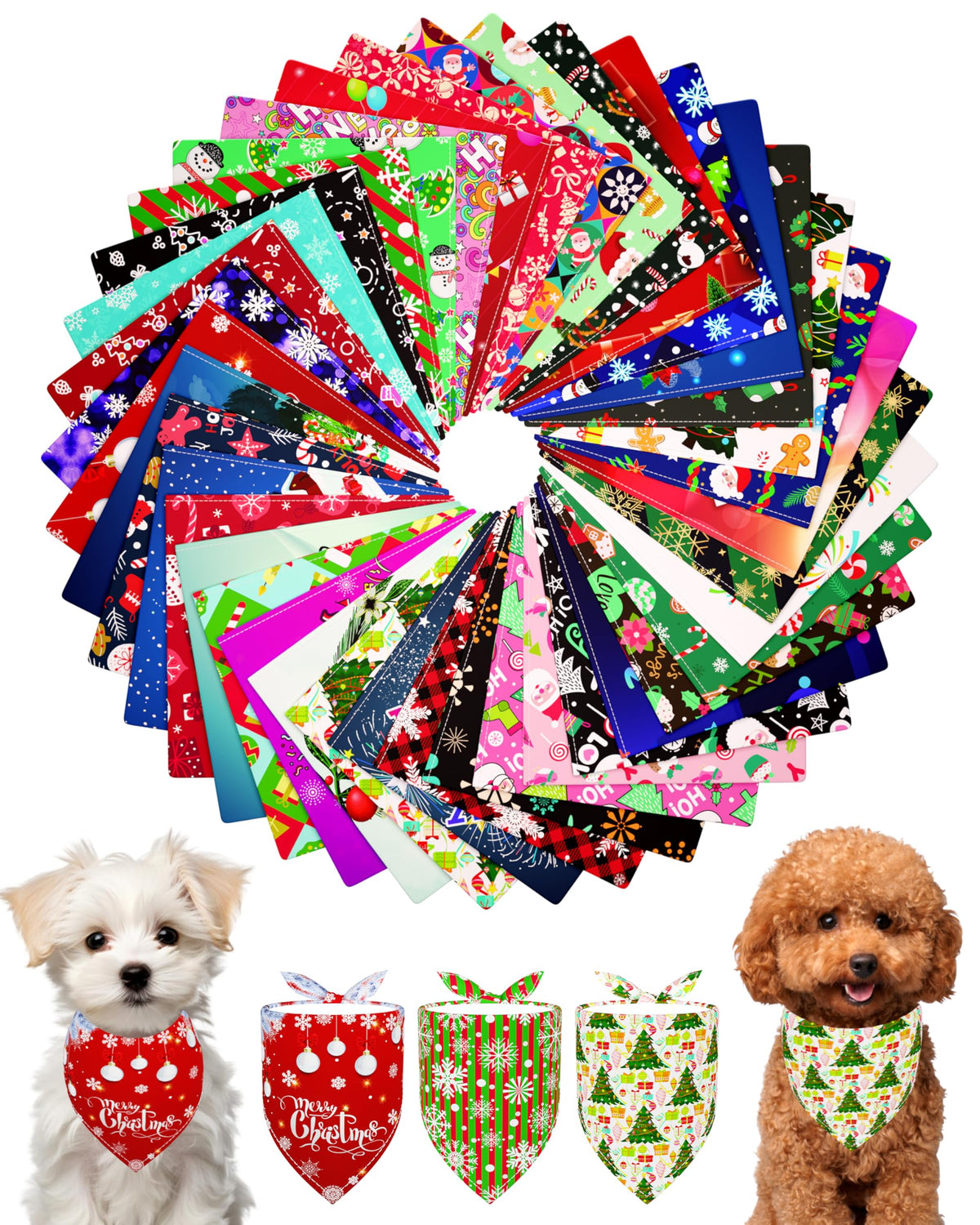 PET SHOW 50 Pack Boy Dog Bandanas Bulk for Medium Dogs