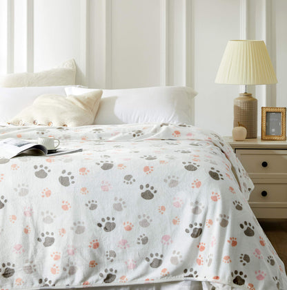 Allisandro 350 GSM-Super Soft and Premium Fuzzy Flannel Fleece Pet Dog Blanket, The Cute Print Design Washable Fluffy Blanket for Puppy Cat Kitten Indoor Outdoor, Grey, 40 x 32 Inches