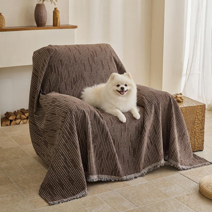 MYSKY HOME Couch Cover for Dogs, Washable Couch Covers, Non Slip Sofa Cover, Couch Cover 2 Cushion Sofa Dogs Furniture Protector with Tassels, Chenille Sofa Slipcover for Pets, 71"x118", Dark Grey