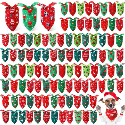 Preboun 100 Pcs Fall Dog Bandanas Bulk, Autumn Pumpkin Maple Leaves Pattern