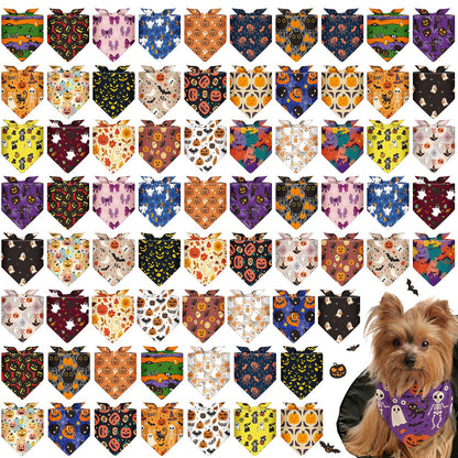 72 Pack Fall Dog Bandanas Bulk Autumn Triangle Pet Scarfs