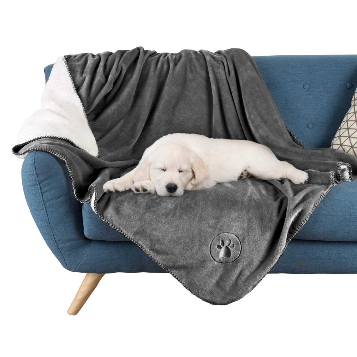 PETMAKER Waterproof Reversible Dog Blanket, Gray, 60” x 70”