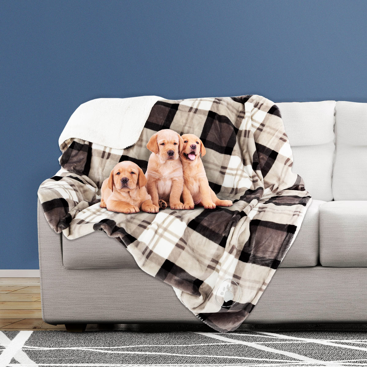 PETMAKER Waterproof Reversible Dog Blanket, Gray, 60” x 70”