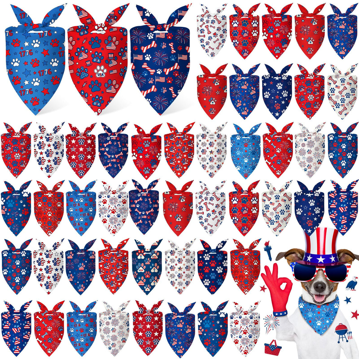 50 Pcs Fall Plaid Dog Bandanas Bulk Autumn Gingham Check Pattern