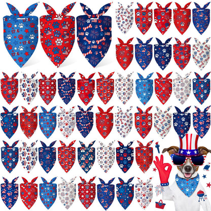 50 Pcs Fall Plaid Dog Bandanas Bulk Autumn Gingham Check Pattern