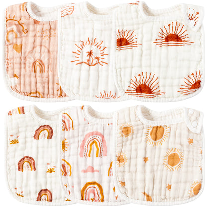 Zainpe 6Pcs Snap Muslin Cotton Baby Bibs