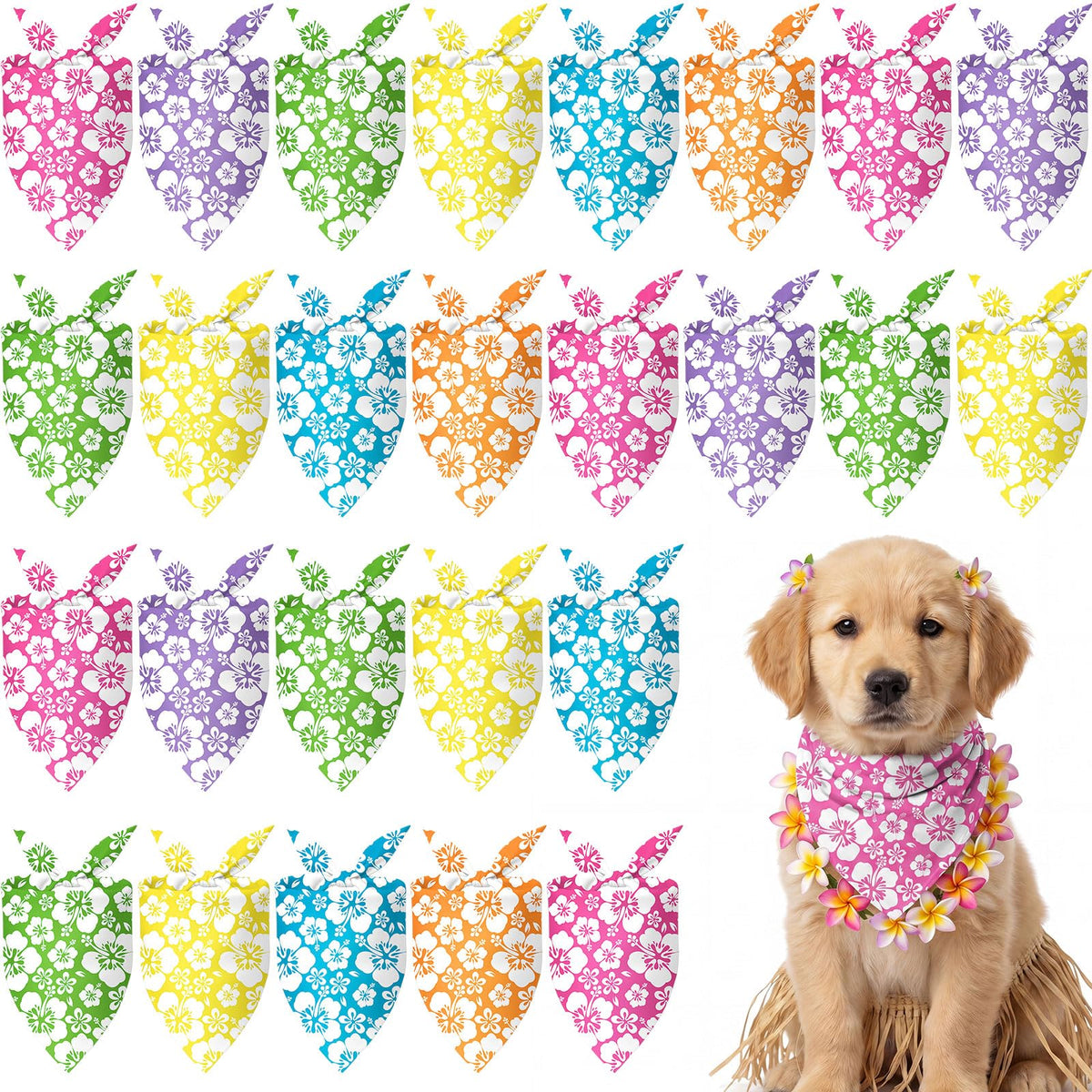 Sanwuta 60 Pcs Paw Print Dog Bandanas Bulk, National Dog Day Party