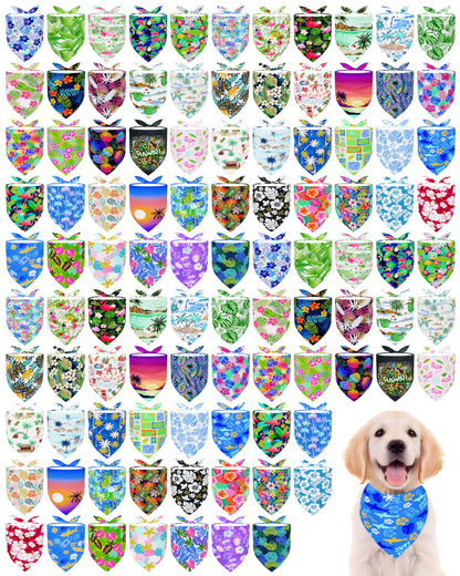 PET SHOW 100 Pack Christmas Dog Bandanas Bulk Seamless for Medium Dogs
