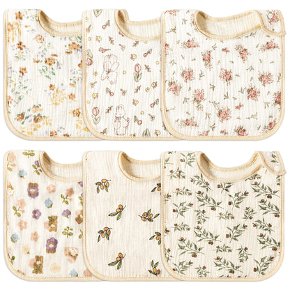Zainpe 6Pcs Snap Muslin Cotton Baby Bibs