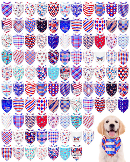 PET SHOW 100 Pack Christmas Dog Bandanas Bulk Seamless for Medium Dogs